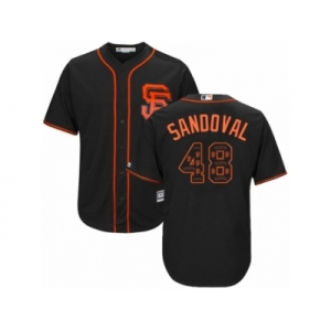 San Francisco Giants #48 Pablo Sandoval Authentic Black Team Logo Fashion Cool Base MLB Jersey