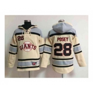 mlb jerseys san francisco giants #28 posey cream[pullover hooded sweatshirt]