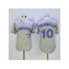 Men Toronto Blue Jays #10 Edwin Encarnacion Majestic Gray Flexbase Authentic Collection Player Jersey