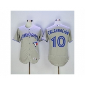 Men Toronto Blue Jays #10 Edwin Encarnacion Majestic Gray Flexbase Authentic Collection Player Jersey