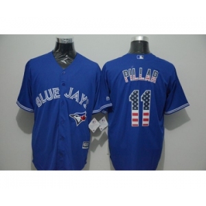 Men Toronto Blue Jays #11 Kevin Pillar Blue USA Flag Fashion Cool Base Jersey