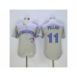 Men Toronto Blue Jays #11 Kevin Pillar Majestic Gray Flexbase Authentic Collection Player Jersey