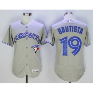 Men Toronto Blue Jays #19 Jose Bautista Majestic Gray Flexbase Authentic Collection Player Jersey