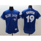 Men Toronto Blue Jays #19 Jose Bautista Majestic blue Royal 40th Anniversary Flexbase Authentic Collection Jersey