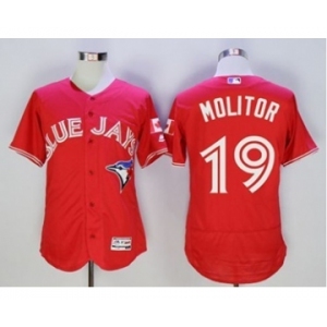 Men Toronto Blue Jays #19 Paul Molitor Majestic Red Flexbase Authentic Collection Player Jersey[Molitor]