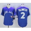 Men Toronto Blue Jays #2 Troy Tulowitzki Blue 2016 Official Cool Base Jersey