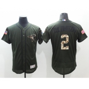 Men Toronto Blue Jays #2 Troy Tulowitzki Majestic Green Salute to Service Flexbase Authentic Collection Player Jersey