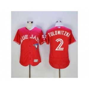 Men Toronto Blue Jays #2 Troy Tulowitzki Majestic Red Flexbase Authentic Collection Player Jersey