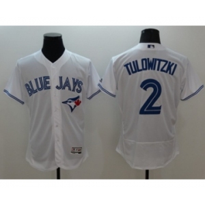 Men Toronto Blue Jays #2 Troy Tulowitzki Majestic white Flexbase Authentic Collection Player Jersey