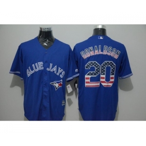 Men Toronto Blue Jays #20 Josh Donaldson Blue USA Flag Fashion Cool Base Jersey