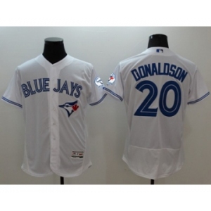 Men Toronto Blue Jays #20 Josh Donaldson Majestic white Royal 40th Anniversary Flexbase Authentic Collection Jersey