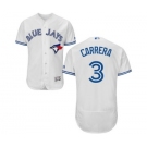 Men Toronto Blue Jays #3 ezequiel carrera Majestic White Flexbase Authentic Collection Player Jersey