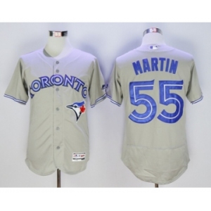 Men Toronto Blue Jays #55 Russell Martin Majestic Gray Flexbase Authentic Collection Player Jersey