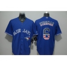 Men Toronto Blue Jays #6 Marcus Stroman Blue USA Flag Fashion Cool Base Jersey