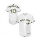 Men's Majestic Toronto Blue Jays #10 Edwin Encarnacion Authentic White 2016 Memorial Day Fashion Flex Base MLB Jersey
