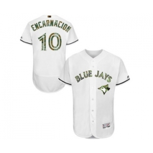 Men's Majestic Toronto Blue Jays #10 Edwin Encarnacion Authentic White 2016 Memorial Day Fashion Flex Base MLB Jersey