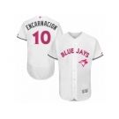 Men's Majestic Toronto Blue Jays #10 Edwin Encarnacion Authentic White 2016 Mother's Day Fashion Flex Base MLB Jersey