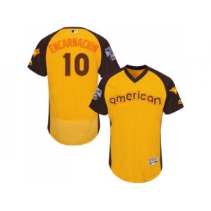 Men's Majestic Toronto Blue Jays #10 Edwin Encarnacion Yellow 2016 All-Star American League BP Authentic Collection Flex Base MLB Jersey