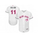 Men's Majestic Toronto Blue Jays #11 Kevin Pillar Authentic White 2016 Mother's Day Fashion Flex Base MLB Jersey