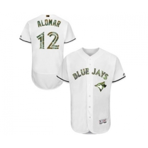 Men's Majestic Toronto Blue Jays #12 Roberto Alomar Authentic White 2016 Memorial Day Fashion Flex Base MLB Jersey