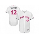 Men's Majestic Toronto Blue Jays #12 Roberto Alomar Authentic White 2016 Mother's Day Fashion Flex Base MLB Jersey