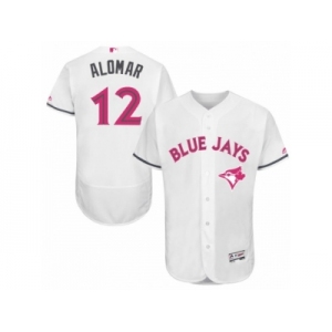 Men's Majestic Toronto Blue Jays #12 Roberto Alomar Authentic White 2016 Mother's Day Fashion Flex Base MLB Jersey