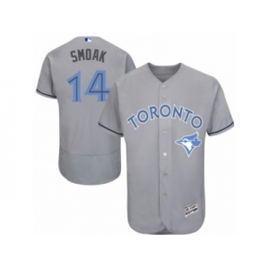 Men's Majestic Toronto Blue Jays #14 Justin Smoak Authentic Gray 2016 Father's Day Fashion Flex Base MLB Jersey