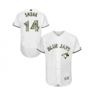 Men's Majestic Toronto Blue Jays #14 Justin Smoak Authentic White 2016 Memorial Day Fashion Flex Base MLB Jersey