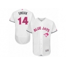 Men's Majestic Toronto Blue Jays #14 Justin Smoak Authentic White 2016 Mother's Day Fashion Flex Base MLB Jersey