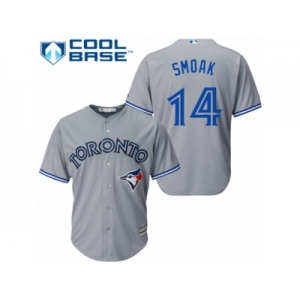 Men's Majestic Toronto Blue Jays #14 Justin Smoak Replica Grey Road MLB Jersey