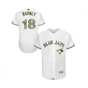 Men's Majestic Toronto Blue Jays #18 Darwin Barney Authentic White 2016 Memorial Day Fashion Flex Base MLB Jersey