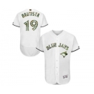 Men's Majestic Toronto Blue Jays #19 Jose Bautista Authentic White 2016 Memorial Day Fashion Flex Base MLB Jersey