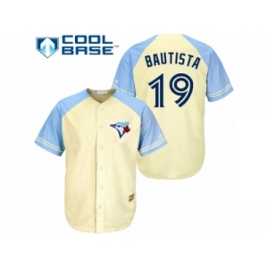 Men's Majestic Toronto Blue Jays #19 Jose Bautista Replica Cream Exclusive Vintage Cool Base MLB Jersey
