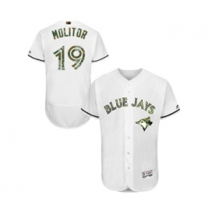 Men's Majestic Toronto Blue Jays #19 Paul Molitor Authentic White 2016 Memorial Day Fashion Flex Base MLB Jersey