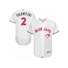 Men's Majestic Toronto Blue Jays #2 Troy Tulowitzki Authentic White 2016 Mother's Day Fashion Flex Base MLB Jersey