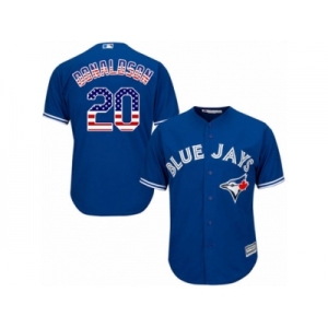Men's Majestic Toronto Blue Jays #20 Josh Donaldson Replica Royal Blue USA Flag Fashion MLB Jersey