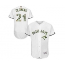 Men's Majestic Toronto Blue Jays #21 Roger Clemens Authentic White 2016 Memorial Day Fashion Flex Base MLB Jersey