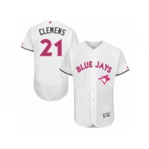 Men's Majestic Toronto Blue Jays #21 Roger Clemens Authentic White 2016 Mother's Day Fashion Flex Base MLB Jersey