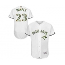 Men's Majestic Toronto Blue Jays #23 Dalton Pompey Authentic White 2016 Memorial Day Fashion Flex Base MLB Jersey