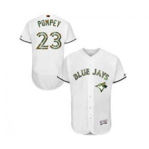 Men's Majestic Toronto Blue Jays #23 Dalton Pompey Authentic White 2016 Memorial Day Fashion Flex Base MLB Jersey