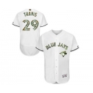Men's Majestic Toronto Blue Jays #29 Devon Travis Authentic White 2016 Memorial Day Fashion Flex Base MLB Jersey