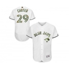 Men's Majestic Toronto Blue Jays #29 Joe Carter Authentic White 2016 Memorial Day Fashion Flex Base MLB Jersey