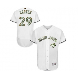 Men's Majestic Toronto Blue Jays #29 Joe Carter Authentic White 2016 Memorial Day Fashion Flex Base MLB Jersey