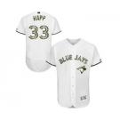 Men's Majestic Toronto Blue Jays #33 J.A. Happ Authentic White 2016 Memorial Day Fashion Flex Base MLB Jersey