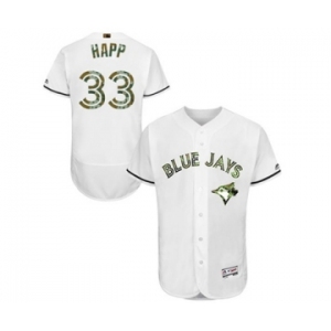 Men's Majestic Toronto Blue Jays #33 J.A. Happ Authentic White 2016 Memorial Day Fashion Flex Base MLB Jersey