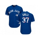 Men's Majestic Toronto Blue Jays #37 Jason Grilli Authentic Blue Team Logo Fashion MLB Jersey