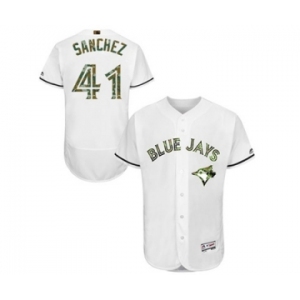 Men's Majestic Toronto Blue Jays #41 Aaron Sanchez Authentic White 2016 Memorial Day Fashion Flex Base MLB Jersey