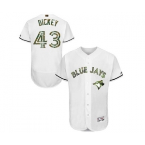 Men's Majestic Toronto Blue Jays #43 R.A. Dickey Authentic White 2016 Memorial Day Fashion Flex Base MLB Jersey