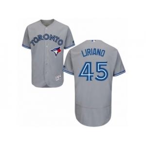 Men's Majestic Toronto Blue Jays #45 Francisco Liriano Grey Flexbase Authentic Collection MLB Jersey