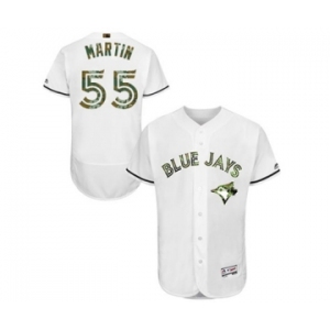 Men's Majestic Toronto Blue Jays #55 Russell Martin Authentic White 2016 Memorial Day Fashion Flex Base MLB Jersey